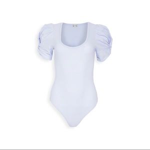 Free People Luna Bloom (Ava) Bodysuit Women Large Cottagecore Puff Sleeve Thong